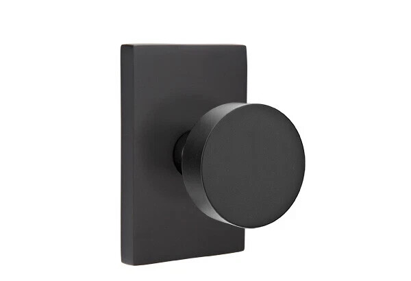 Emtek 5112ROUUS19 Passage, Rectangular Rosette, Round Knob Flat Black gallery