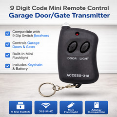 9 Digit Code Mini Remote Control Garage Door/Gate Transmitter w/ Mini Flashlight