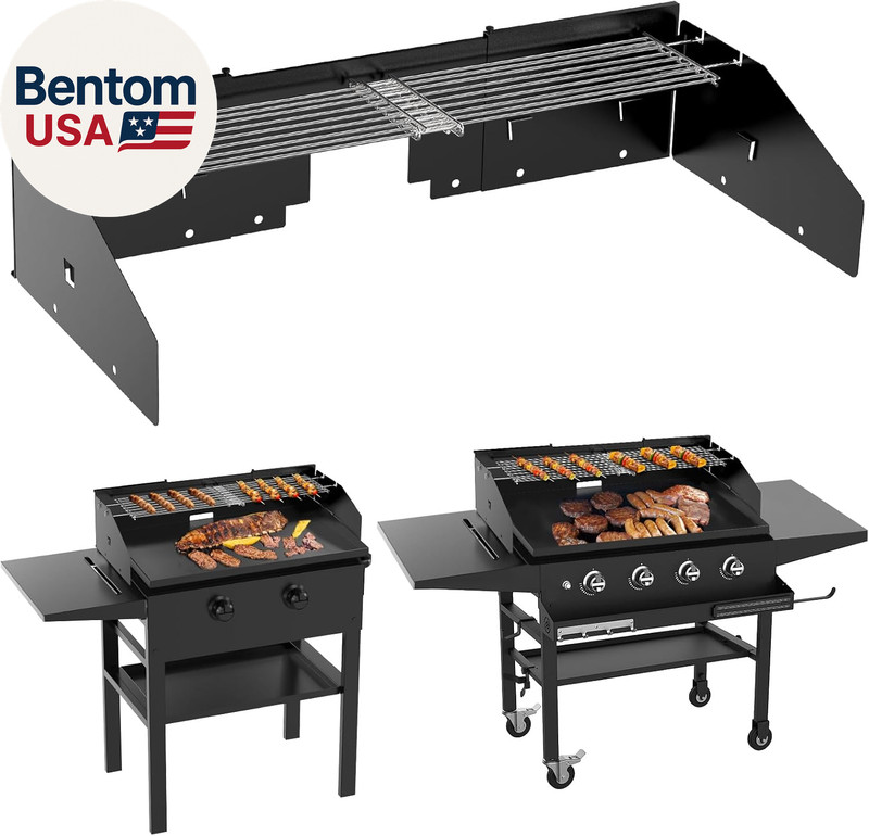 Universal Wind Guard and Warming Rack Set for Griddle from 28" to 36" without a gallery