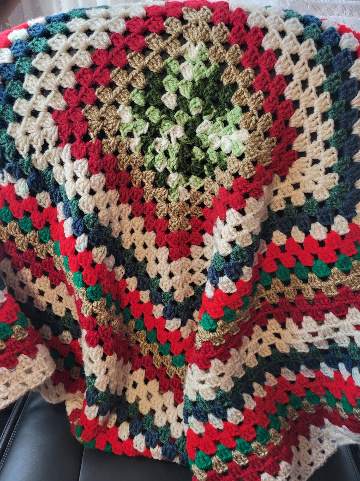 Handmade Crocheted Afghan Multicolored Lap Blanket 42”X 44” gallery