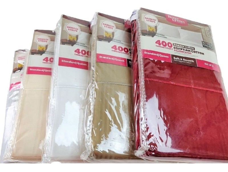 2 Pack NWT Better Homes Gardens 400 Egyptian Cotton Damask Stripes Pillow Cases gallery