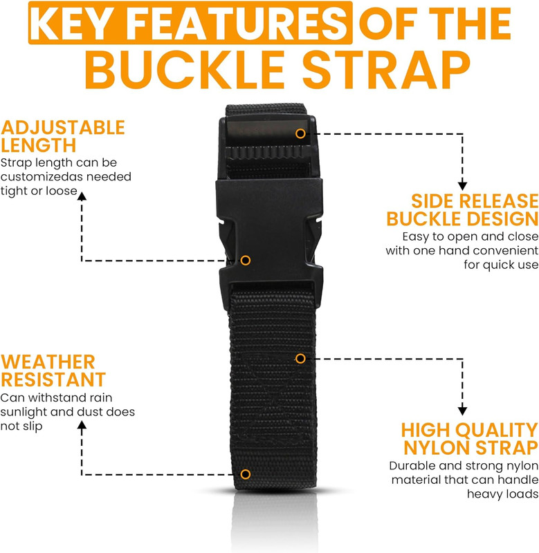 Utility Strap with Quick-Release Buckle, Black, 72-Inch, 6-Pack gallery