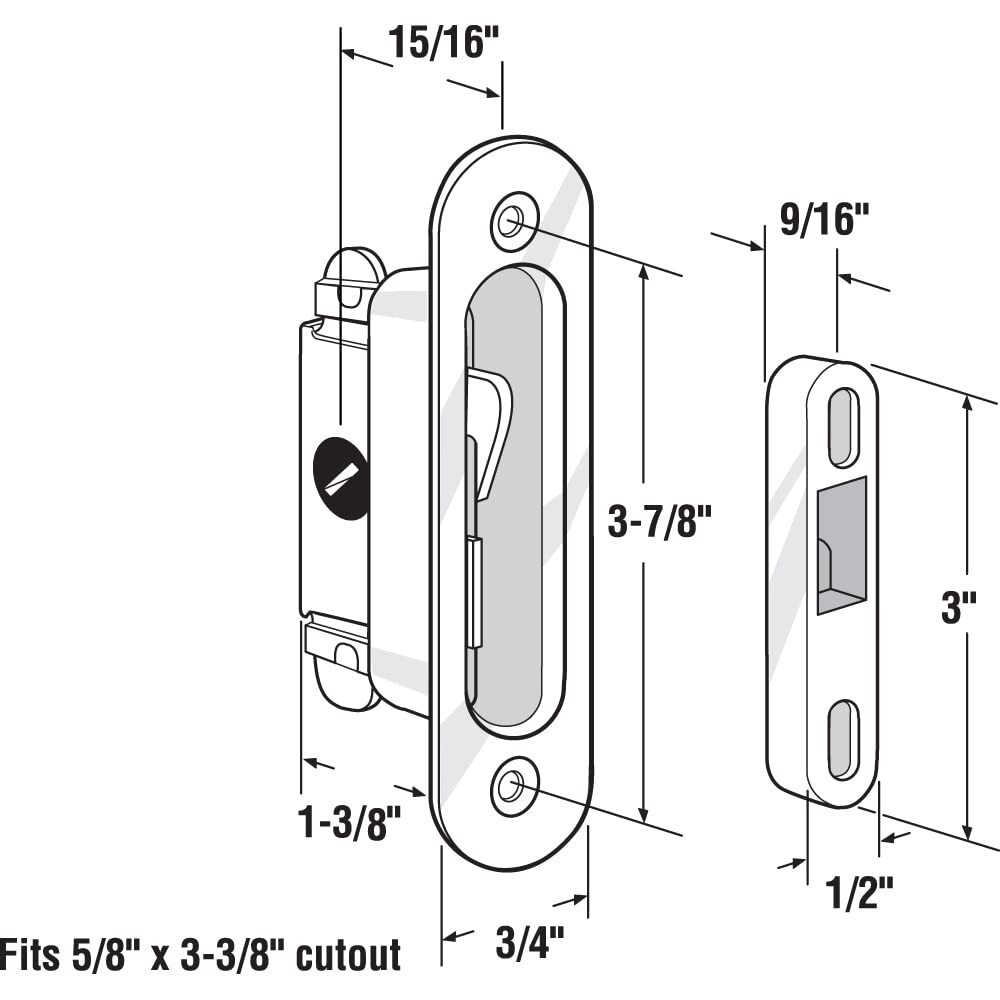 E 2079 Mortise Lock 37/8 In. Mounting Holes On Center Aluminum Housing 45 Degree gallery