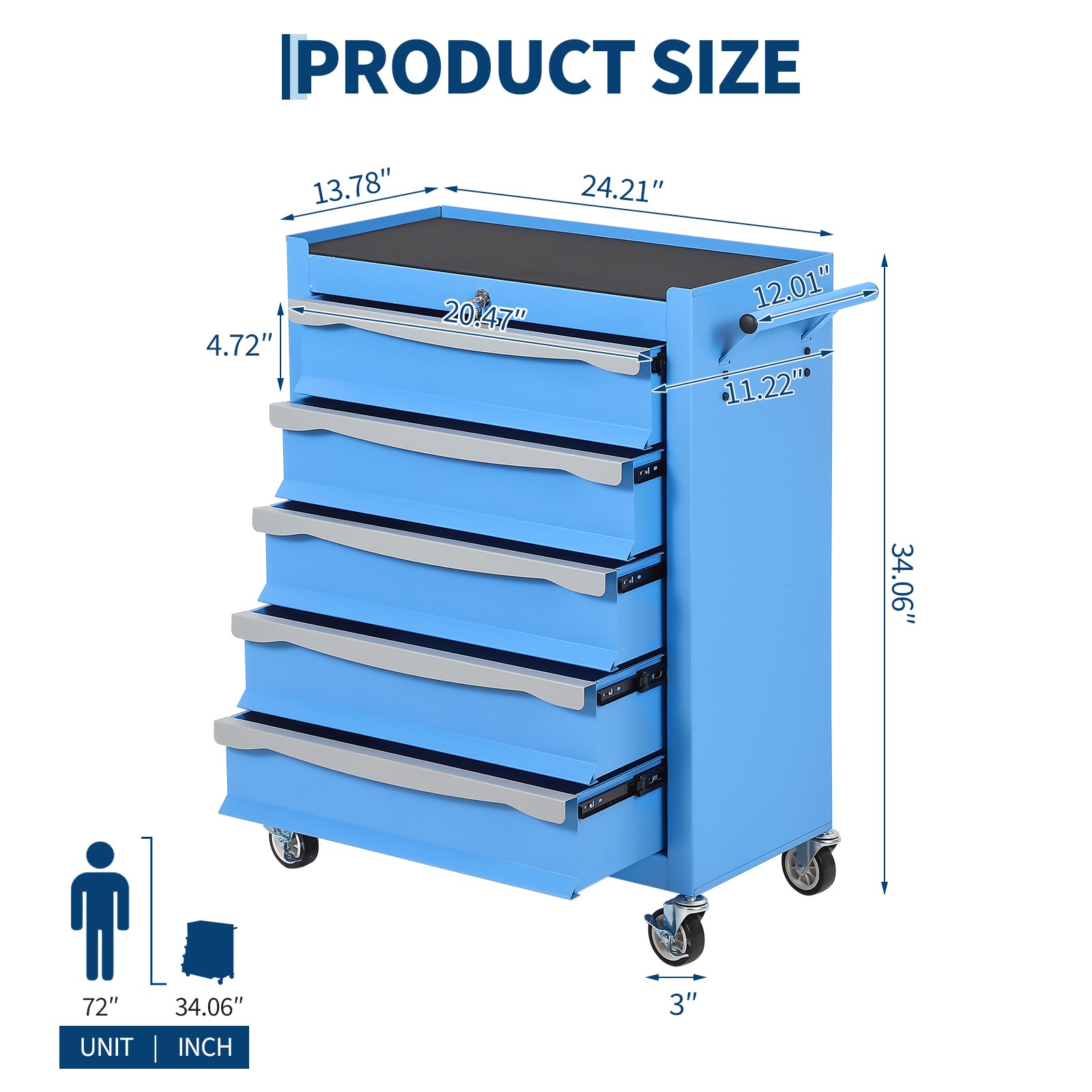 5-Drawer Tool Chest, Rolling Tool Cart, Large Capacity Tool Storage Cabinet gallery