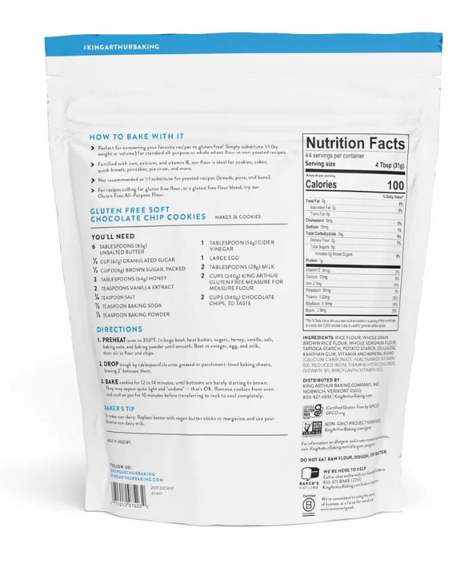 King Arthur Measure for Measure Flour Certified Gluten-Free, Non-GMO Project gallery