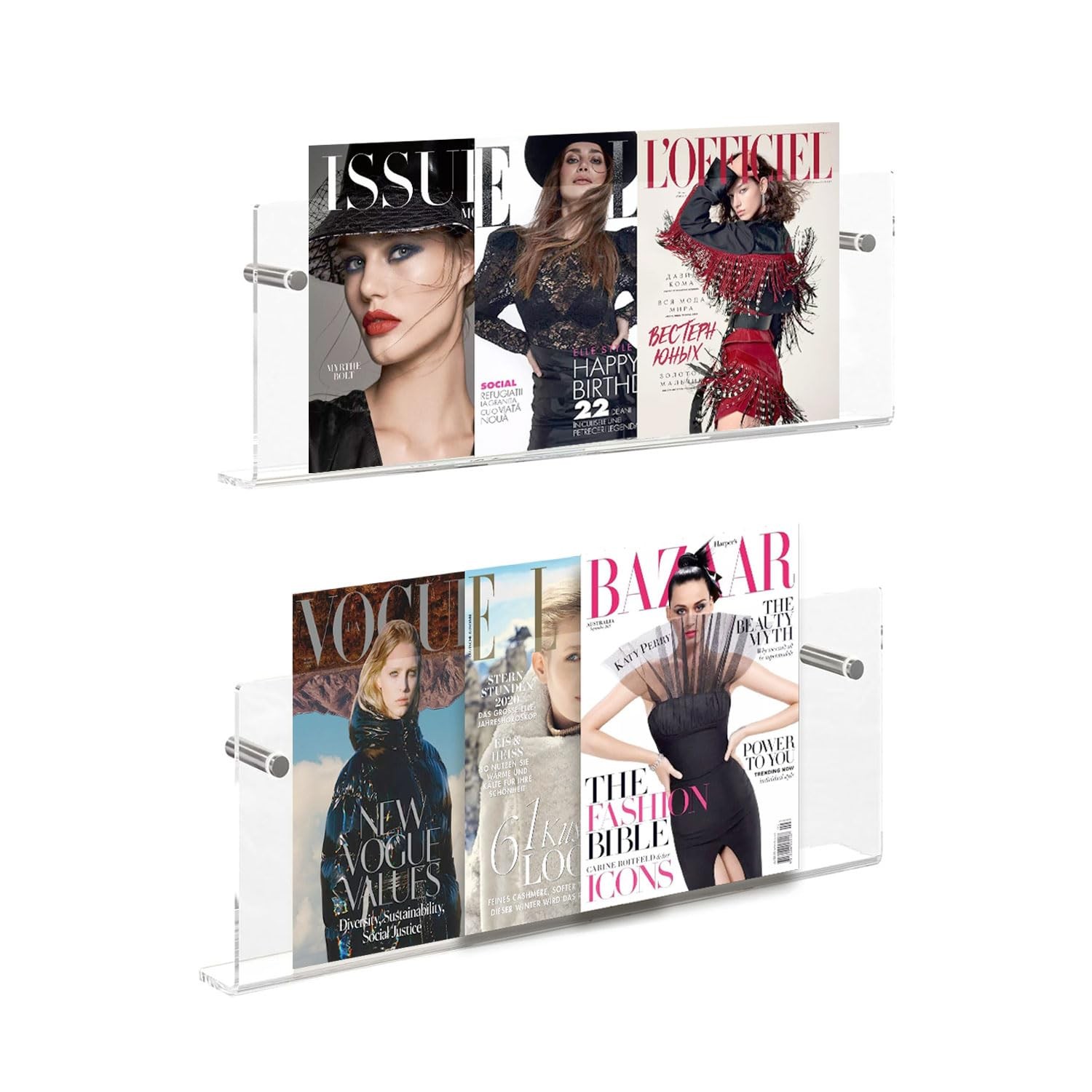 2 Pack 17 Inch Acrylic Magazine Holder Clear Wall Mounted Magazine Rack gallery