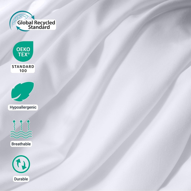 King Flat Only 1 Pack, Durable White Top Bed Sheets Hypoallergenic Soft Brush... gallery
