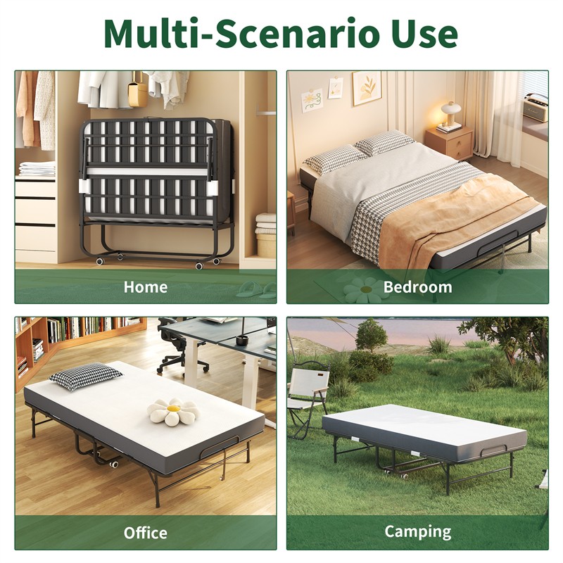 75*46 in Folding Bed with 5" Memory Foam Mattress Guest Bed Portable Rollaway gallery