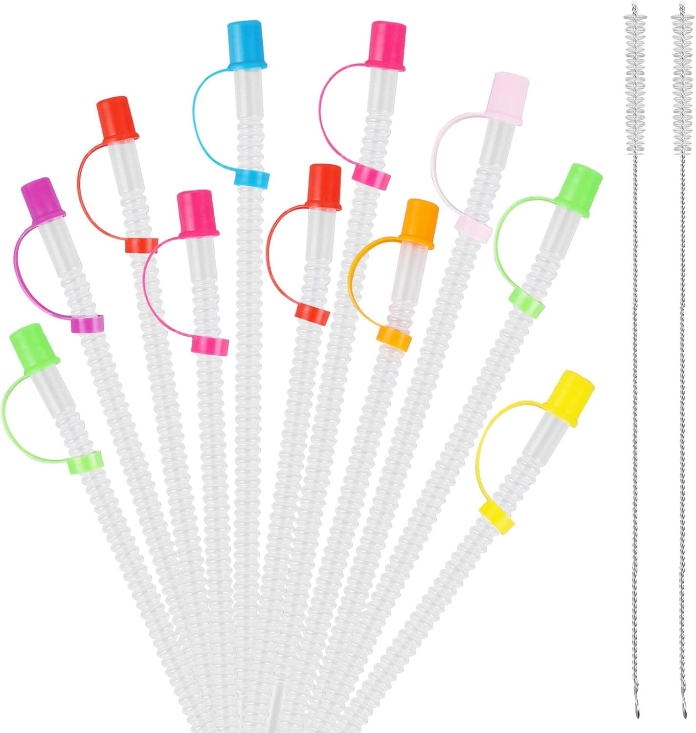 Multifunctional 24 Pack Bendable Straws and Covers. 11 Inch Long Flexible Straws gallery