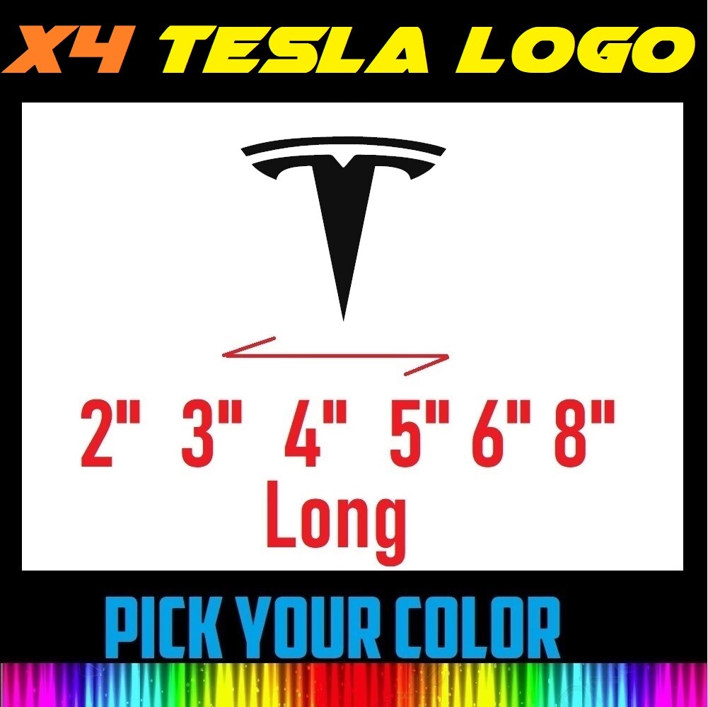 x4 2" 3" 4" 6" 8" TESLA Logo Vinyl Wheel, Door, Car Decal Sticker FREE SHIPPING gallery