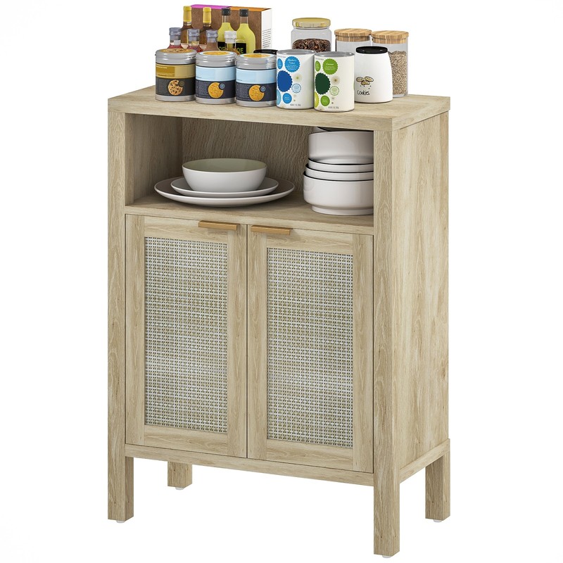 HOMCOM Storage Sideboard Cabinet, Accent Cabinet with Adjustable Shelf, Natural, gallery