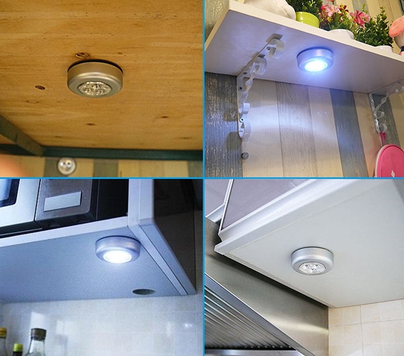 8 PCS 3 LED Touch Push On/Off Light Self-Stick On Click Battery Operated Lights gallery