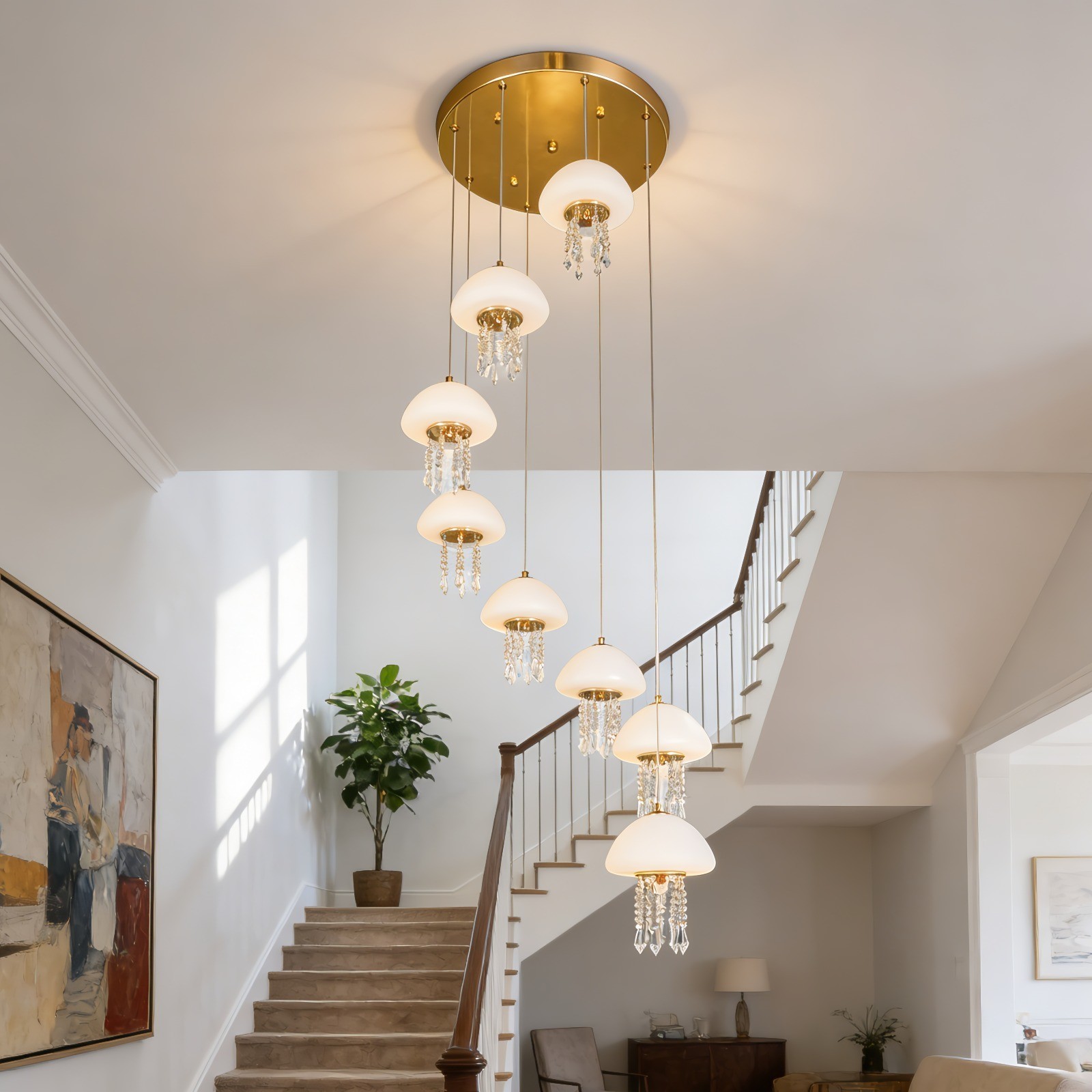 Modern 8-head Pendant Light,Jellyfish Shaped Restaurant/hallway Light,Adjustable gallery