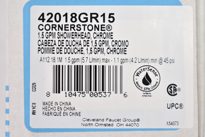 Moen Cornerstone 1.5 GPM Single Function Shower Head Chrome Finish 42018GR15 gallery