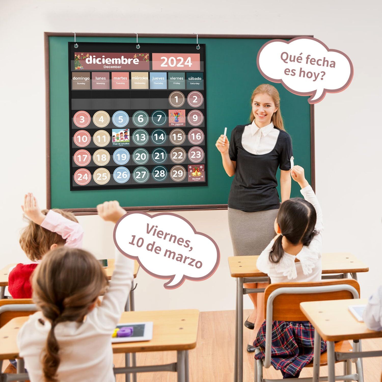 Monthly Calendar Pocket Chart for Classroom Printed Days of The Week with Car... gallery