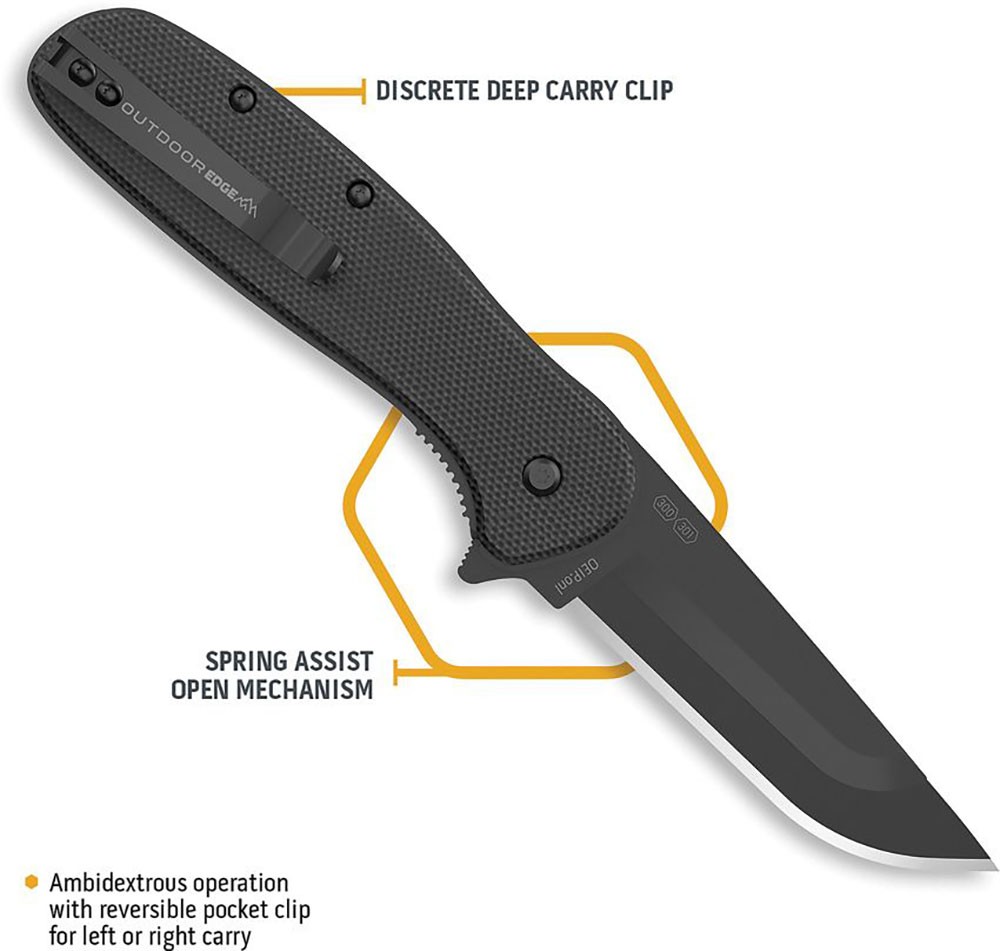 Outdoor Edge VX230B Razor VX2 EDC 3" Folding Knife w/ Black Textured G10 Handle gallery
