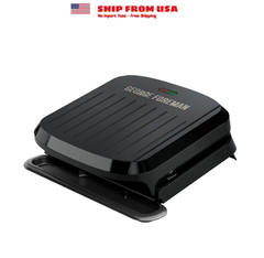 George Foreman 4‑Serving Electric Grill & Panini Press, Easy‑Clean Removable Dis