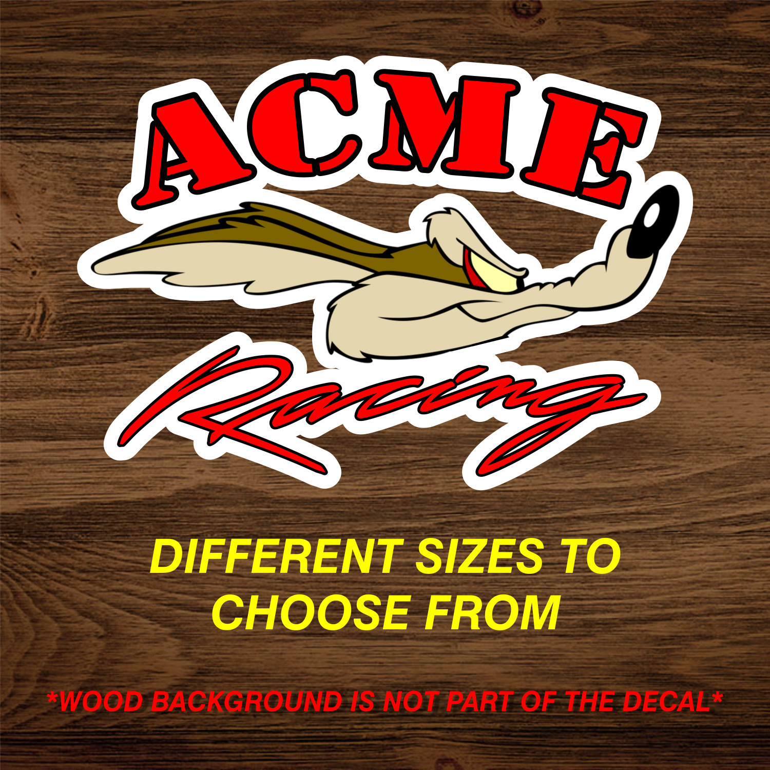 Wile E. Coyote ACME Racing Vinyl Decal Sticker Car Truck Window gallery