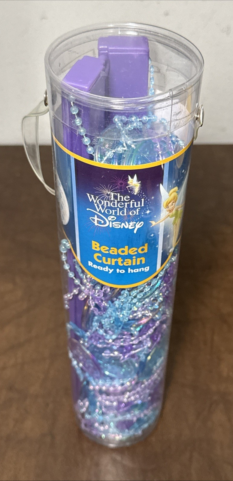 NEW Disney Tinkerbell & Stars Plastic Beaded Door Curtain Iridescent Purple Blue gallery