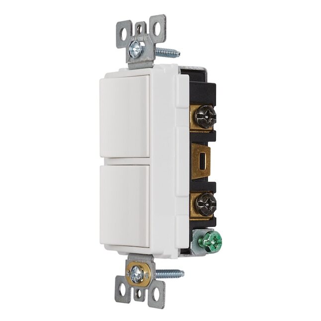 Double Rocker Decorator Light Switch Single Pole 15A 120V UL Listed 1 Pack White gallery
