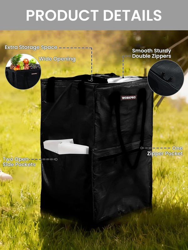 WORKPRO Folding Trolley Reusable Grocery Bag Heavy Duty Roll Wheels Shopping Bag gallery