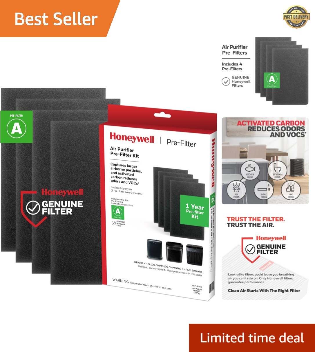 Air Purifier Pre Kit Filter, 4 Count Pack of 1 - Allergen Air Filter Targets ... gallery