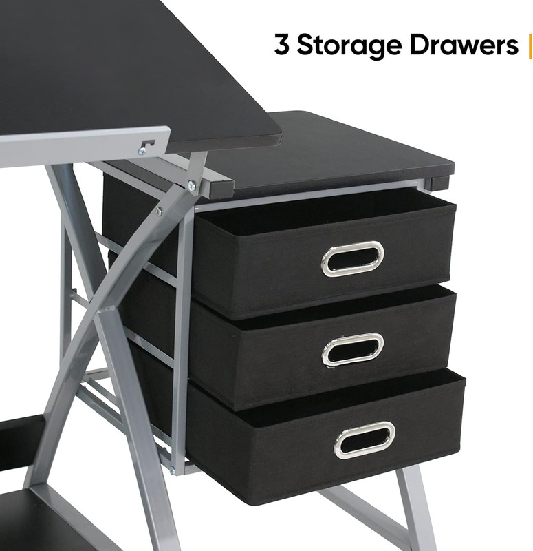 ZENY Drafting Table and Stool, Tilted Draft Table Desk W/Drawers, Artist Drawing gallery