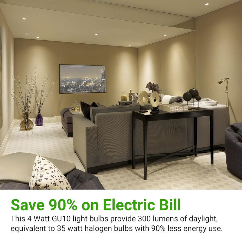GU10 LED Light Bulbs Non-Dimmable, 4W, 3000K Warm White, 300LM, Equivalent 35W, gallery