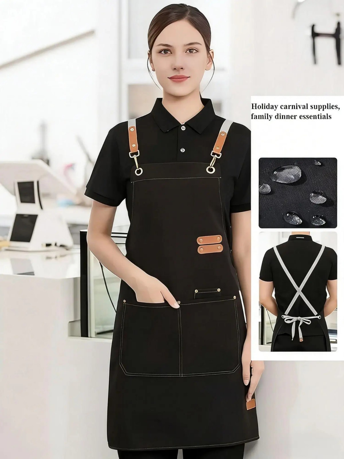 HEAVY DUTY Canvas Kitchen Chef Cooking Apron Cross-Back Adjustable Bib Work BBQ gallery