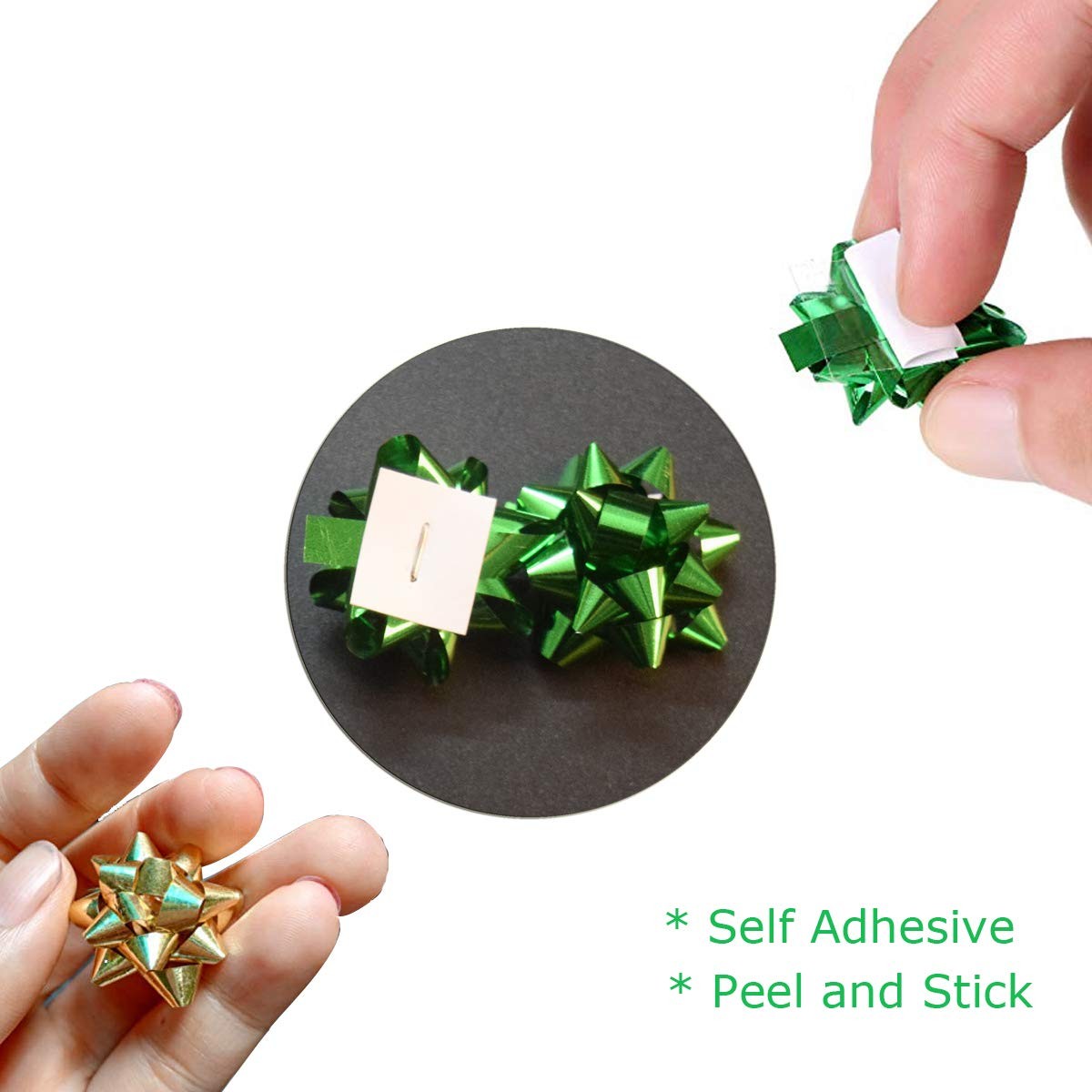 240pcs Mini Gift Bow- 1" Inch Metallic Star Bow Small Tiny Stick On Bows for gallery