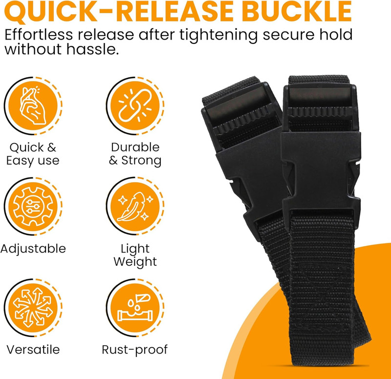 Utility Strap with Quick-Release Buckle, Black, 72-Inch, 6-Pack gallery
