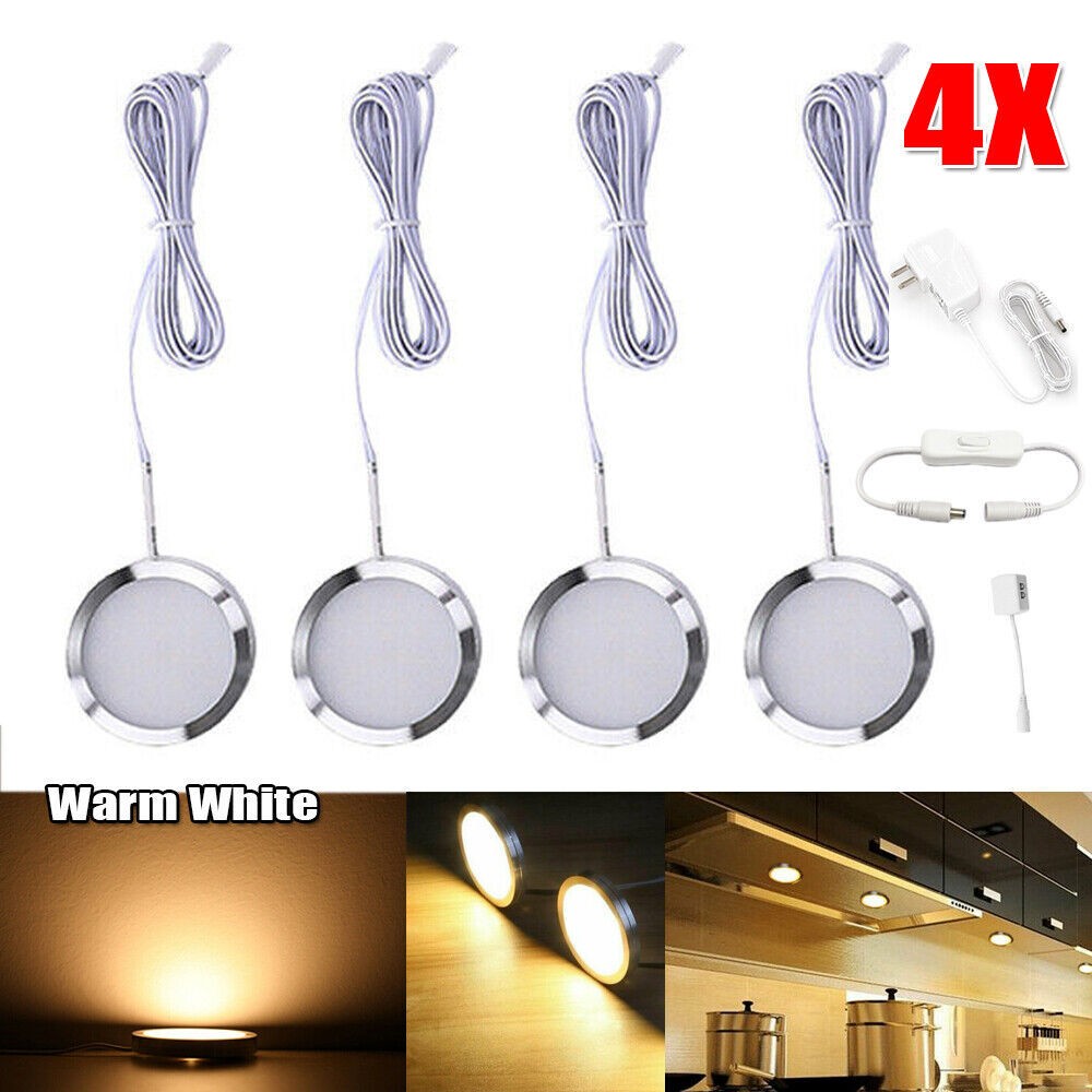 4Pack Under Cabinet Lighting Kit LED Kitchen Counter Closet Puck Light Lamp gallery