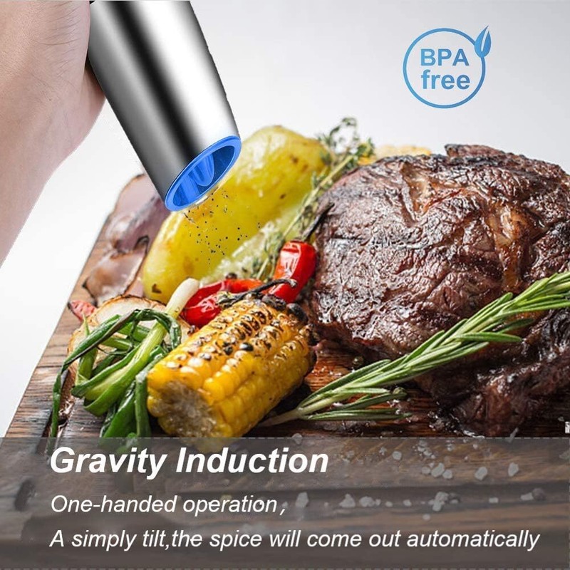 Electrical Metal Grinder Automatic Tobacco Herb Pepper Salt Mill Electric Light gallery