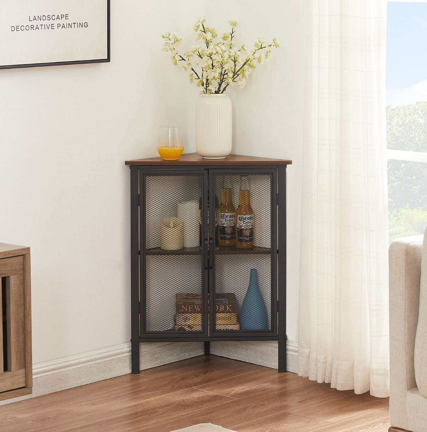 Corner Storage Cabinet with 2 Doors End Table gallery