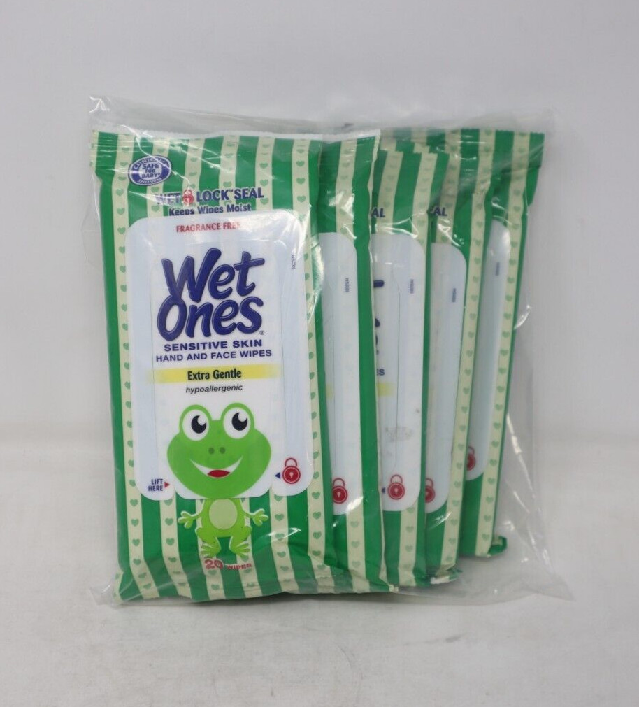 Wet Ones Sensitive Skin Extra Gentle Hand & Face Wipes, 20 Count ( 5-Pack ) gallery