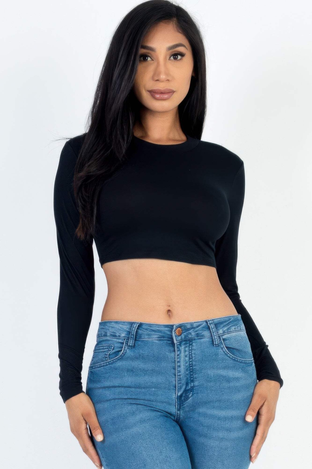 Crew Neck Long Sleeve Cropped Top gallery