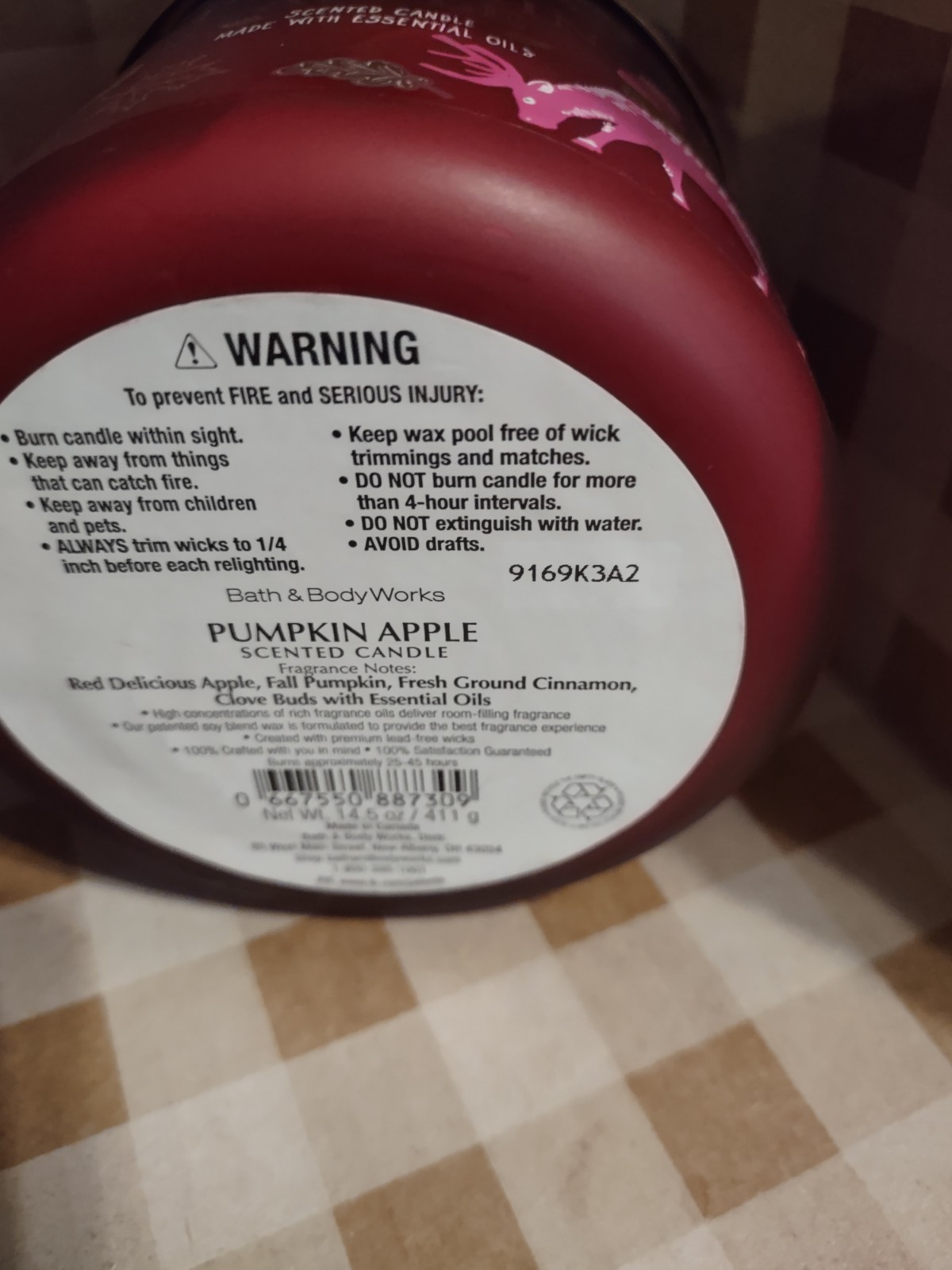 Bath & Body Works PUMPKIN APPLE 3-Wick Candle NEW RARE DEER LABEL gallery