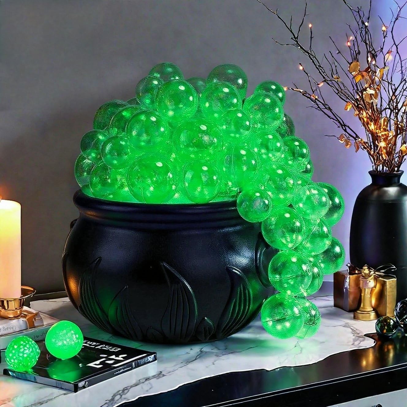 virsomier Halloween Decorations - DIY Large Witches Cauldron with Lights - Black gallery