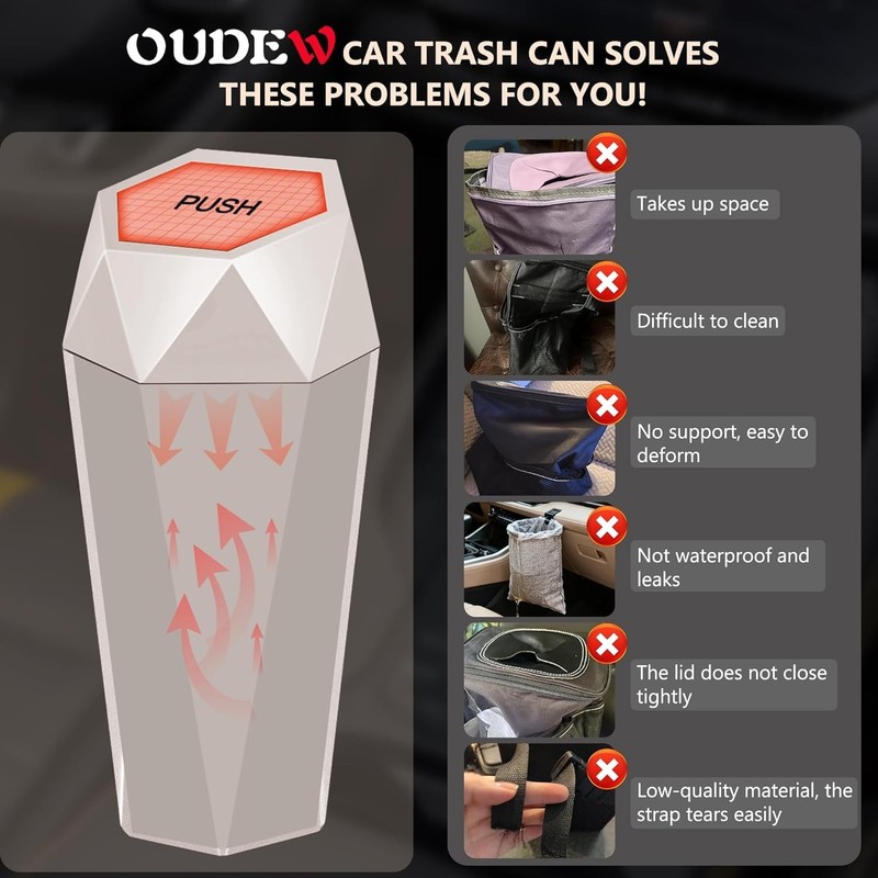 Car Trash Can with Lid - 2-Pack, Interior Accessories for Vehicles, Leakproof... gallery