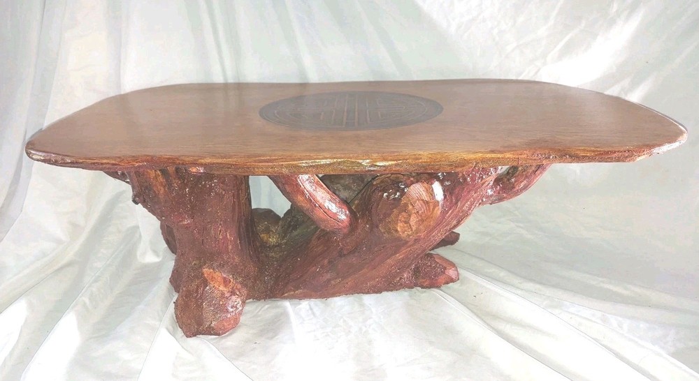 Asian Bonsai Table Solid Wood Cottagecore 32x18x11" Manzanita & Rosewood Inlaid
