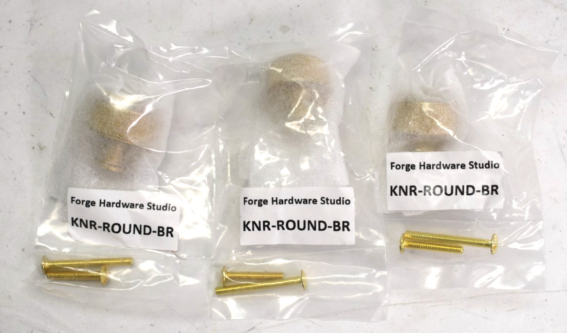 Forge Hardware Studio KNR-ROUND-BR Round Knob Satin Brass Lot of 3 gallery