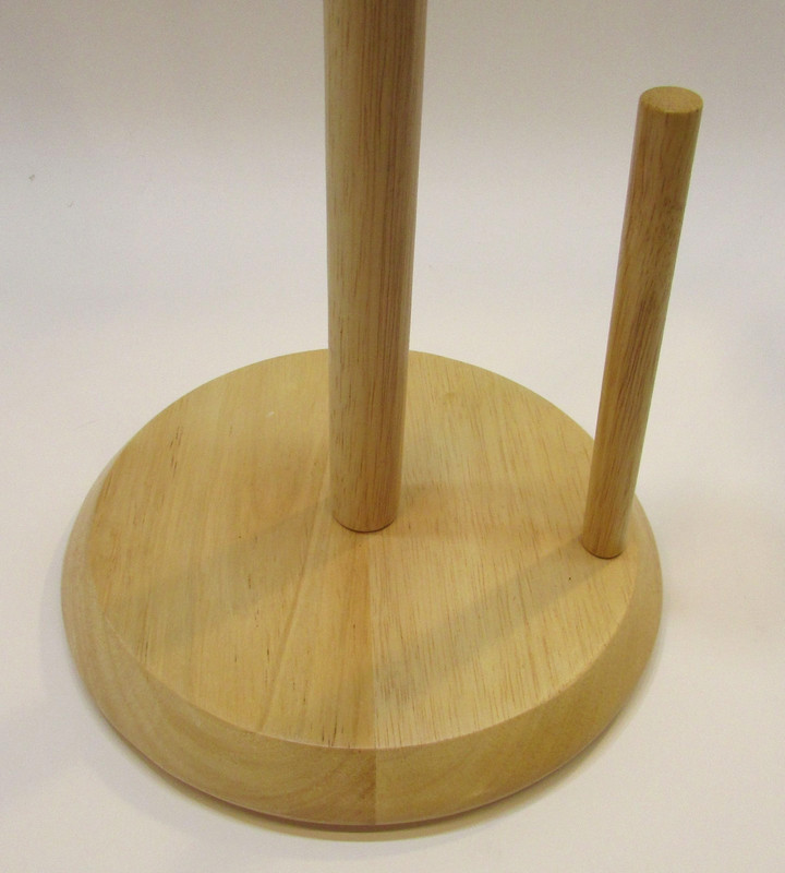 Vintage 1980s Solid Wood Pole Style Vertical Countertop Paper Towel Holder Spool gallery