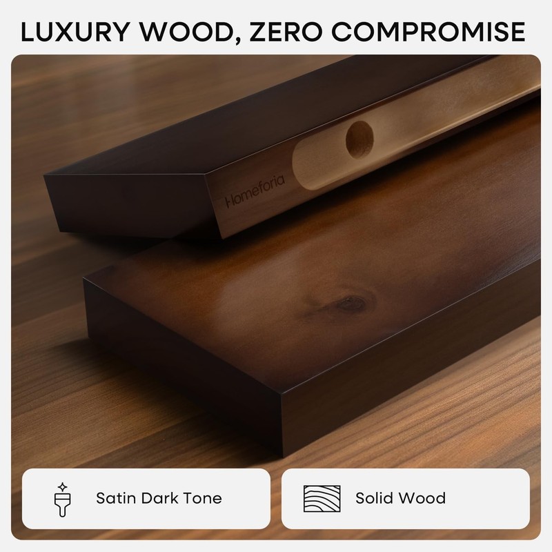 24inch Walnut Floating Shelves for Wall, High End Solid Real Wood 24in Floati... gallery