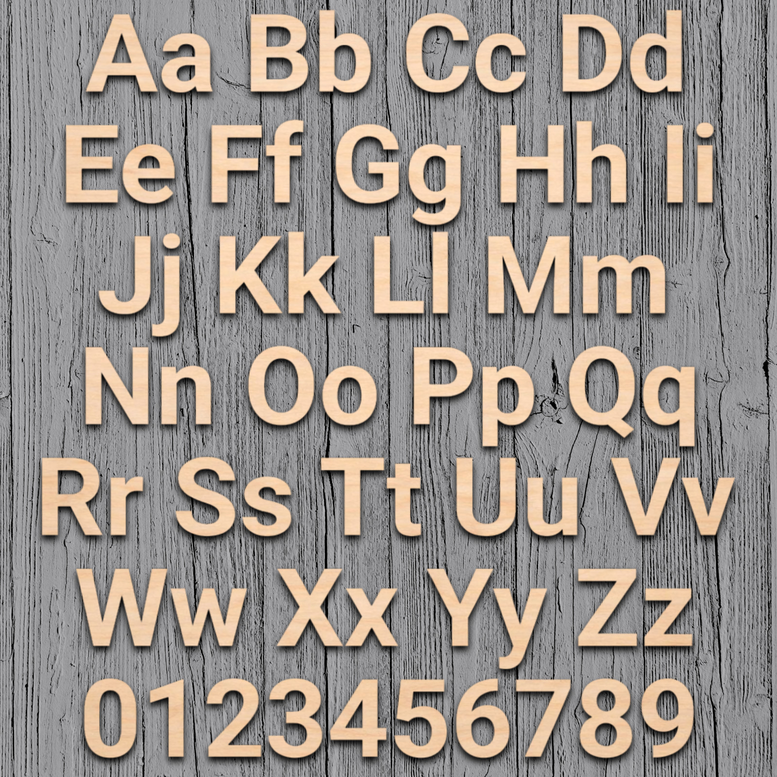 Roboto Font Wood Letters Numbers Cutout Unfinished Laser Cut 3mm Craft Thru 14" gallery