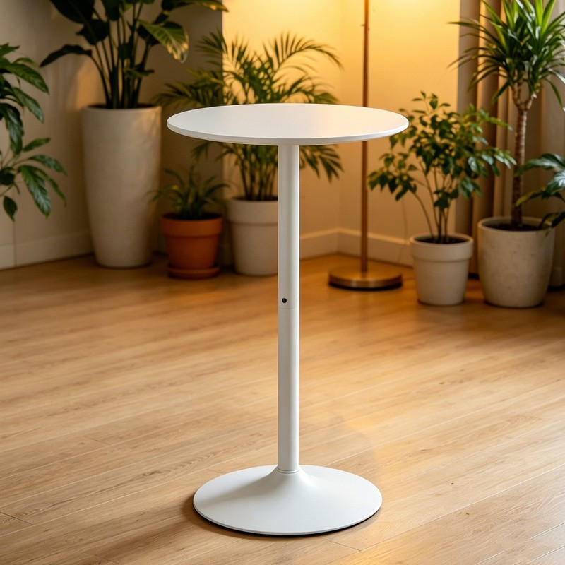 24 in Round Bar Table Modern Dining Table Dining Table Coffee Table - White gallery