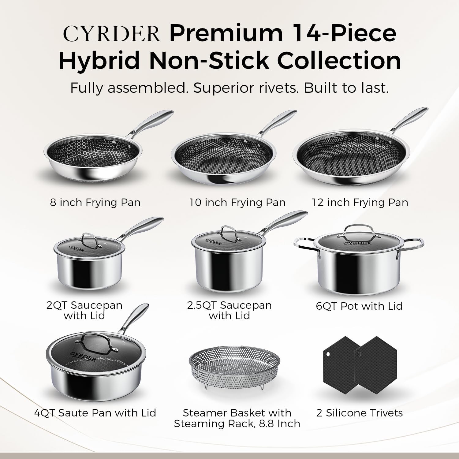 14-Piece Nonstick Hybrid Hex Cookware Set - Induction & Oven Safe, PFOA Free gallery