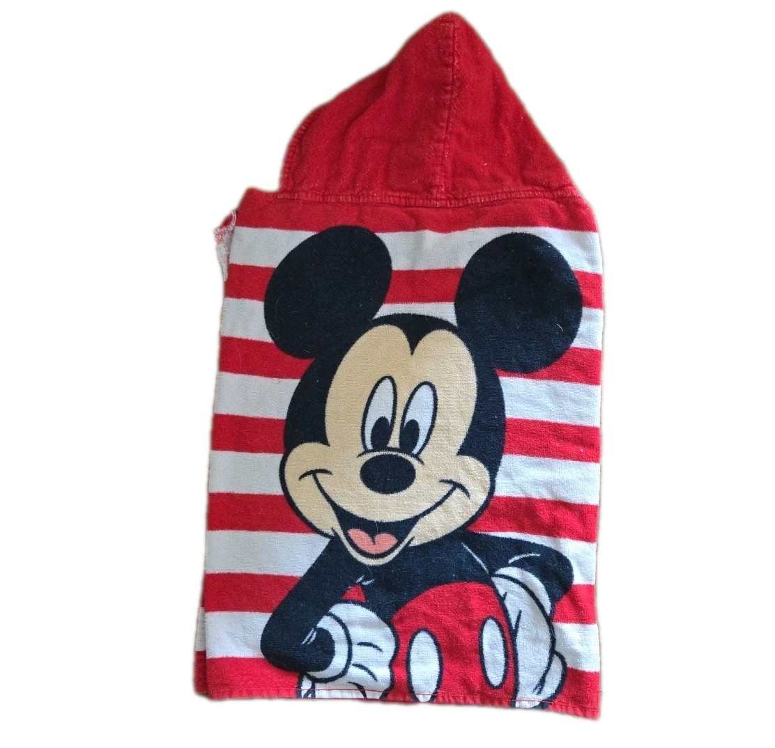 Disney Mickey Mouse Classic Stripes Red & White Small Hooded Terry Cloth Towel gallery