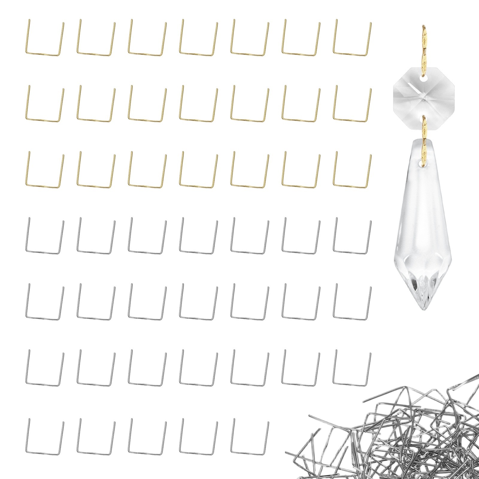 175 Pack 0.75 x 0.71'' Fasten Chandelier Crystal Hooks [Copper, Chrome & Gold] gallery