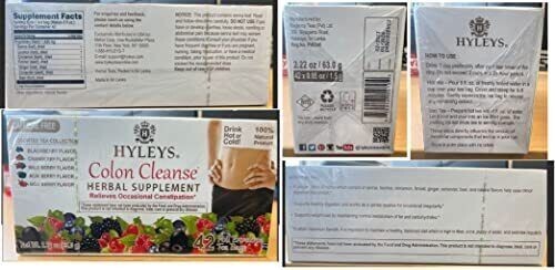 (2-PACK BUNDLE ) HYLEYS 42 CT Colon Cleanse 5 Flavor Assorted Tea (84 TEA BAGS) gallery