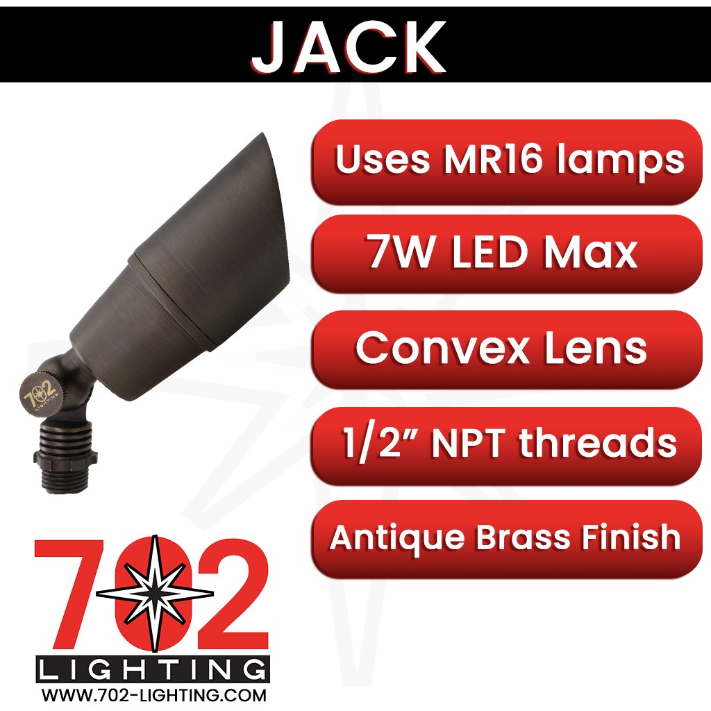 702 Lighting Jack - Fixed socket MR16 Drop-in Uplight in Antique Brass, Convex gallery